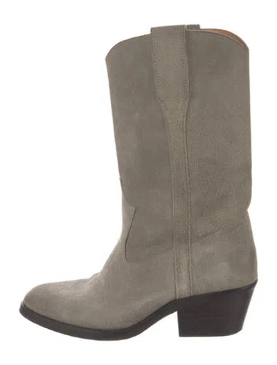 Pre-owned Isabel Marant Suede Western Boots In Grey