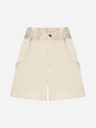 Isabel Marant Titea Lyocell And Cotton Shorts In Ecru