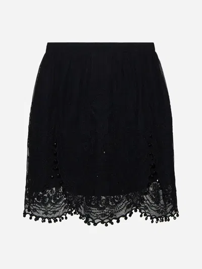 Isabel Marant Viny Lace Miniskirt In Black