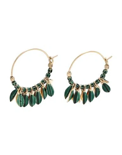 Isabel Marant Woman Earrings Emerald Green Size - Brass, Polyurethane In Gold