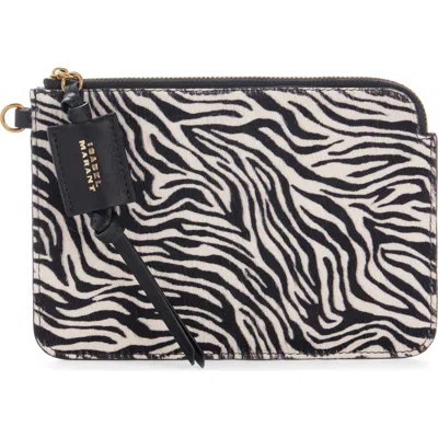 Isabel Marant Zebra Print Leather Zip Pouch In Animal Print