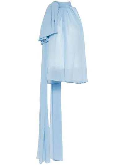 Isabel Sanchis Sash-detail Georgette Top In Blue
