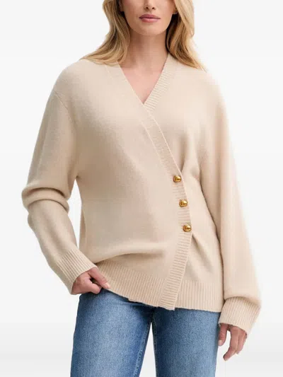 Isabelle Blanche Button-up V-neck Cardigan In Neutral