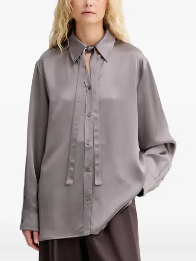 Isabelle Blanche Tie-detail Shirt In Gray