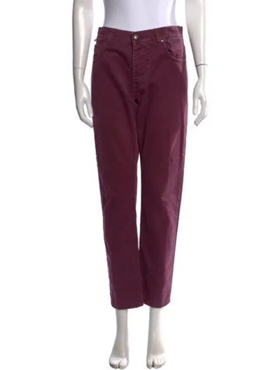 Pre-owned Isaia Mid-rise Straight Leg Jeans In Burgundy