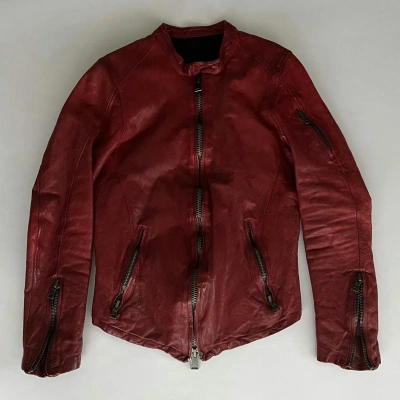 Pre-owned Isamu Katayama Backlash Sample Leather Moto Jacket In Red