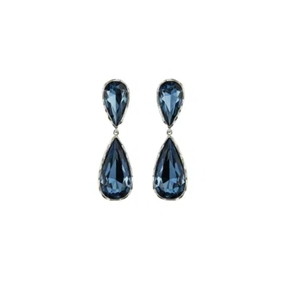 Iskra Women's Blue / Silver Crystal Drop Earrings - Blue In Multi
