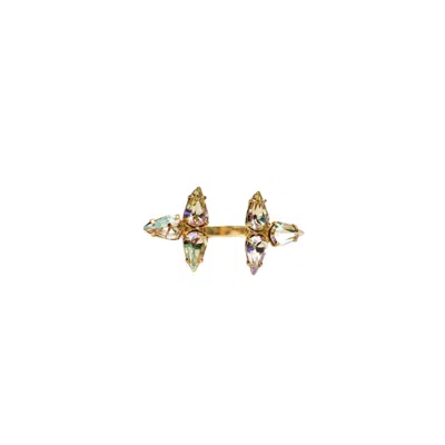 Iskra Women's Green / Gold Embrace Ring - Green In Multi
