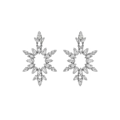 Iskra Women's Silver / White Crystal Dew Earrings - Silver & White In Multi