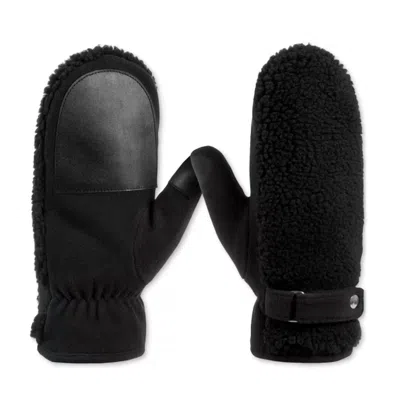 Isotoner Women's Signature Fleece Lined Smart-touch Berber Mittens In Black