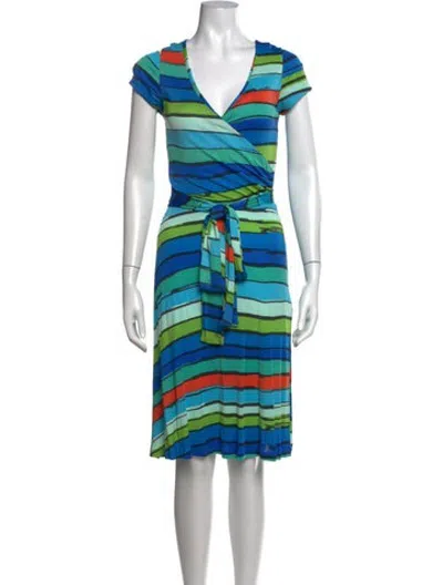 Pre-owned Issa Striped Midi Length Dress In Blue