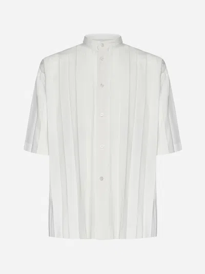 Issey Miyake Edge Pleated Shirt In White