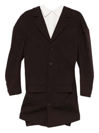 Issey Miyake Like Torso Wool Blazer In Brown