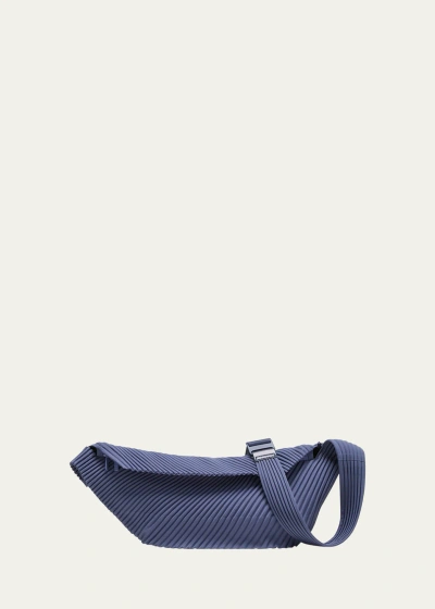Issey Miyake Men's Pleats Crossbody Bag In 76-blue Charcoal