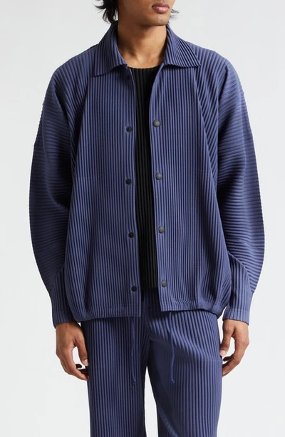 Issey Miyake Monthly Colours February Pleated Jacket In Blue