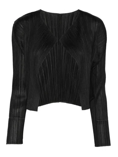 Issey Miyake Monthly Colors Pleated Cardigan In Black