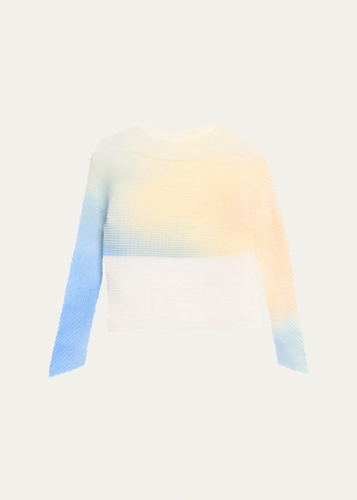 Issey Miyake Pastel Pleats Printed Woven Top In Yellow-hued