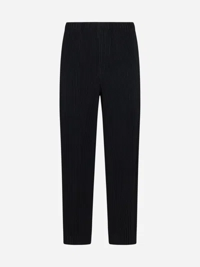 Issey Miyake Pleated Fabric Trousers In Black