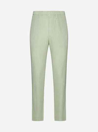 Issey Miyake Pleated Fabric Trousers In Light Jade Green