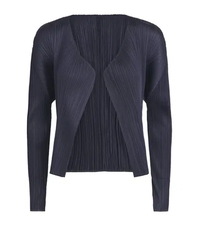 Issey Miyake Pleats Please  New Colorful Basics Cardigan In Blue