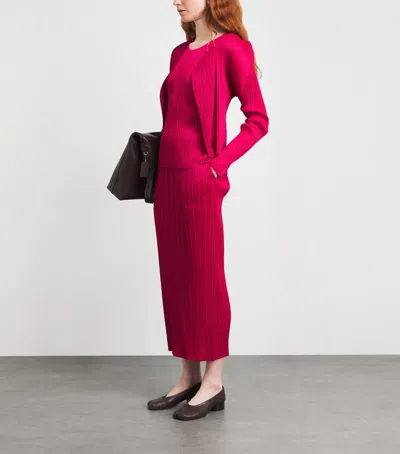 Issey Miyake Pleats Please  New Colorful Basics Cardigan In Pink