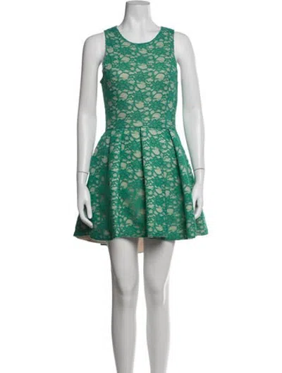Pre-owned Issue New York Lace Pattern Mini Dress In Green