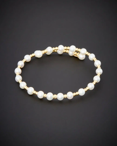 Italian Gold 18k  Pearl Bangle Bracelet