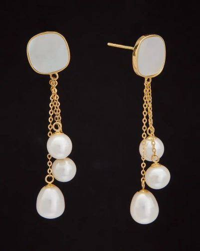 Italian Gold 18k  Pearl Dangle Earrings