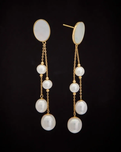 Italian Gold 18k  Pearl Dangle Earrings