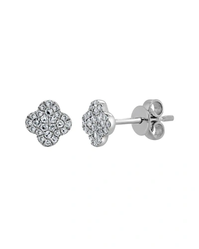 Italian Gold Sabrina Designs 14k 0.13 Ct. Tw. Diamond Flower Studs In Metallic