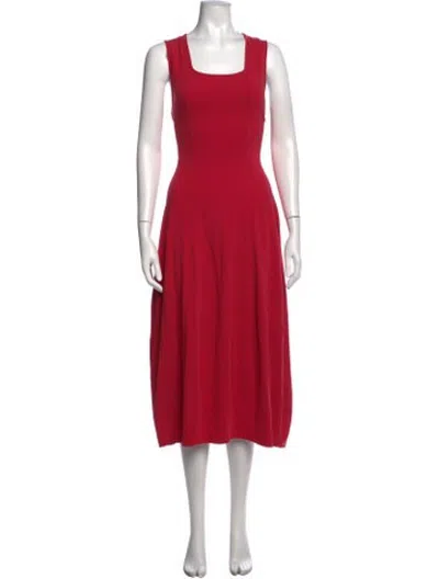 Pre-owned Ivan Grundahl Square Neckline Midi Length Dress In Red