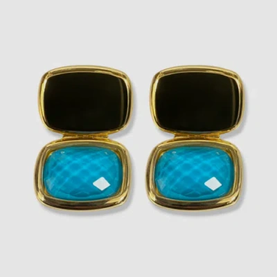 Pre-owned Ivi $635  Women's Blue 18k Gold Plated Sterling Silver Toy Drop Earrings