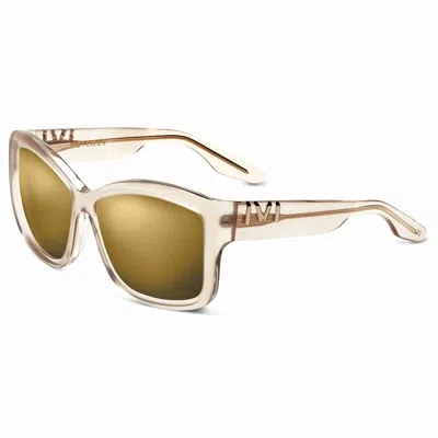 Ivi Vision Women's Beverly Sunglasses In Matte Nude / Super Bronze Lens In Yellow