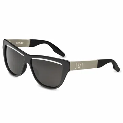 Ivi Vision Women's Dusky Sunglasses In Polished Black-brushed Aluminum/grey Lens