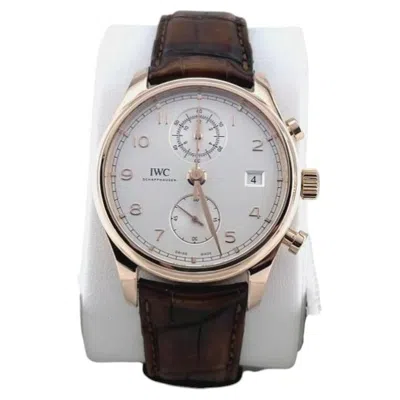 Pre-owned Iwc Schaffhausen Iwc Portugieser Chronograph Classic Iw390301 42mm 18k Rose Gold Box Paper In Red