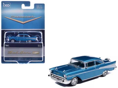 Ixo 1957 Chevrolet Bel Air Sedan Harbor Blue Metallic With Blue Interior 1/64 Diecast Model Car By  M