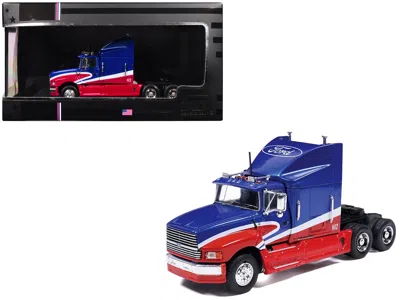Ixo 1990 Ford Aeromax Truck Tractor Blue Metallic And Red With White Stripes 1/64 Diecast Model Car By I
