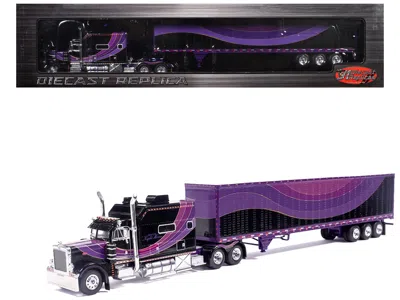 Ixo Peterbilt 379 Truck With Sleeper And Dry Goods Trailer "night Moves" Black With Graphics "j1 Diecast