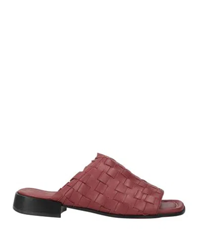 Ixos Woman Sandals Burgundy Size 7 Leather In Animal Print