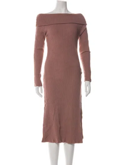 Pre-owned Izayla Off-the-shoulder Midi Length Dress W/ Tags In Orange