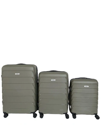 Izod Ashley Expandable 3pc Suitcase Set In Green