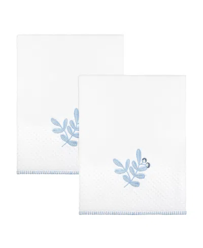 Izod Kingsley Cotton Bath Towel Set, 2-pack In White Blue