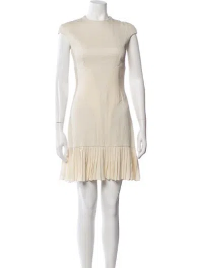 Pre-owned J Mendel Crew Neck Mini Dress In Neutrals