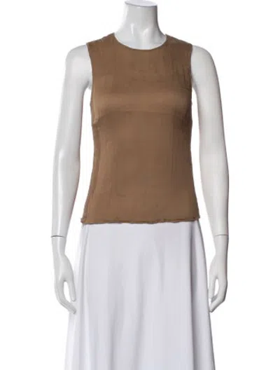 Pre-owned J Mendel Crew Neck Sleeveless Top In Brown