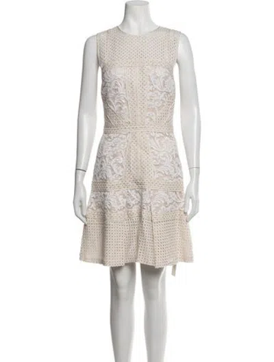 Pre-owned J Mendel Lace Pattern Mini Dress In Neutrals