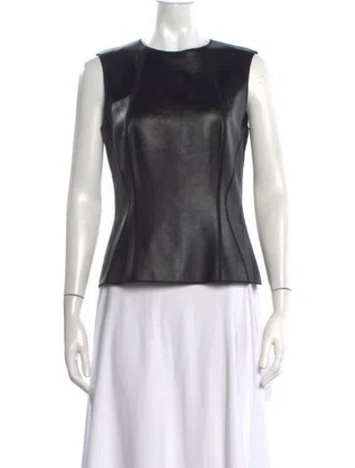 Pre-owned J Mendel Mongolian Lamb Crew Neck Top In Grey