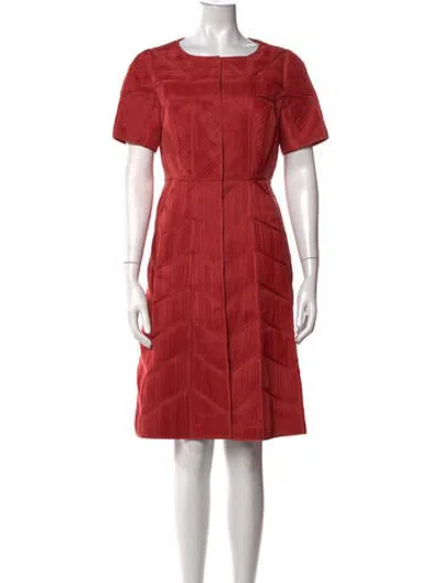 Pre-owned J Mendel Silk Knee-length Dress In Red