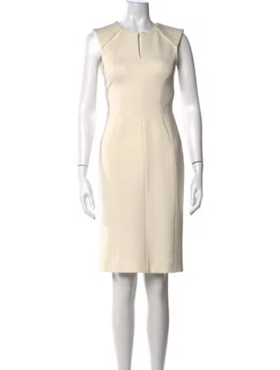 Pre-owned J Mendel Square Neckline Knee-length Dress In Neutrals
