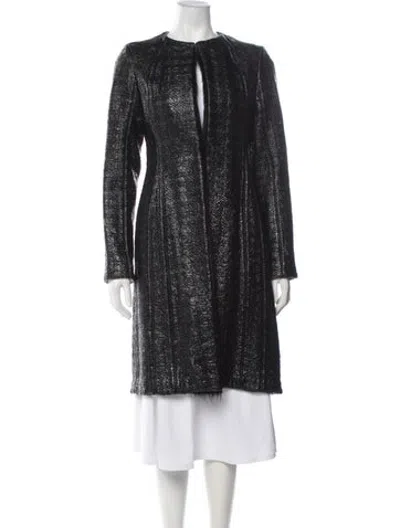 Pre-owned J Mendel Tweed Pattern Coat In Black
