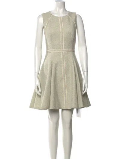 Pre-owned J Mendel Tweed Pattern Knee-length Dress In Green